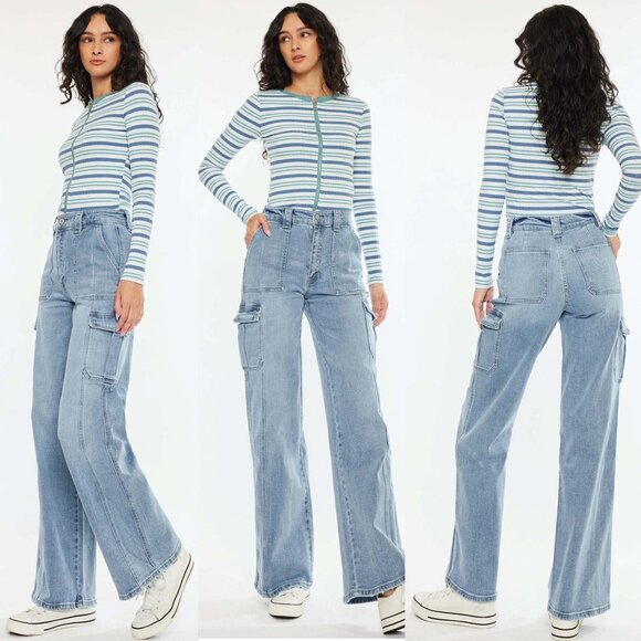 Kadence High Rise Wide Leg Skater Jeans - Picture 1 of 13